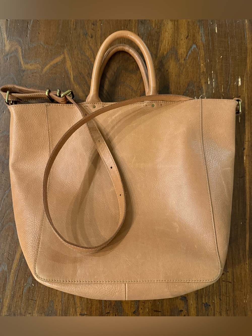 Madewell Leather Tote in Camel Tan